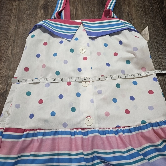 VTG 1980's Its A Charm Deadstock Multi Color Polka Dot/Stripe Dress Whimsy Sz L - Picture 11 of 16